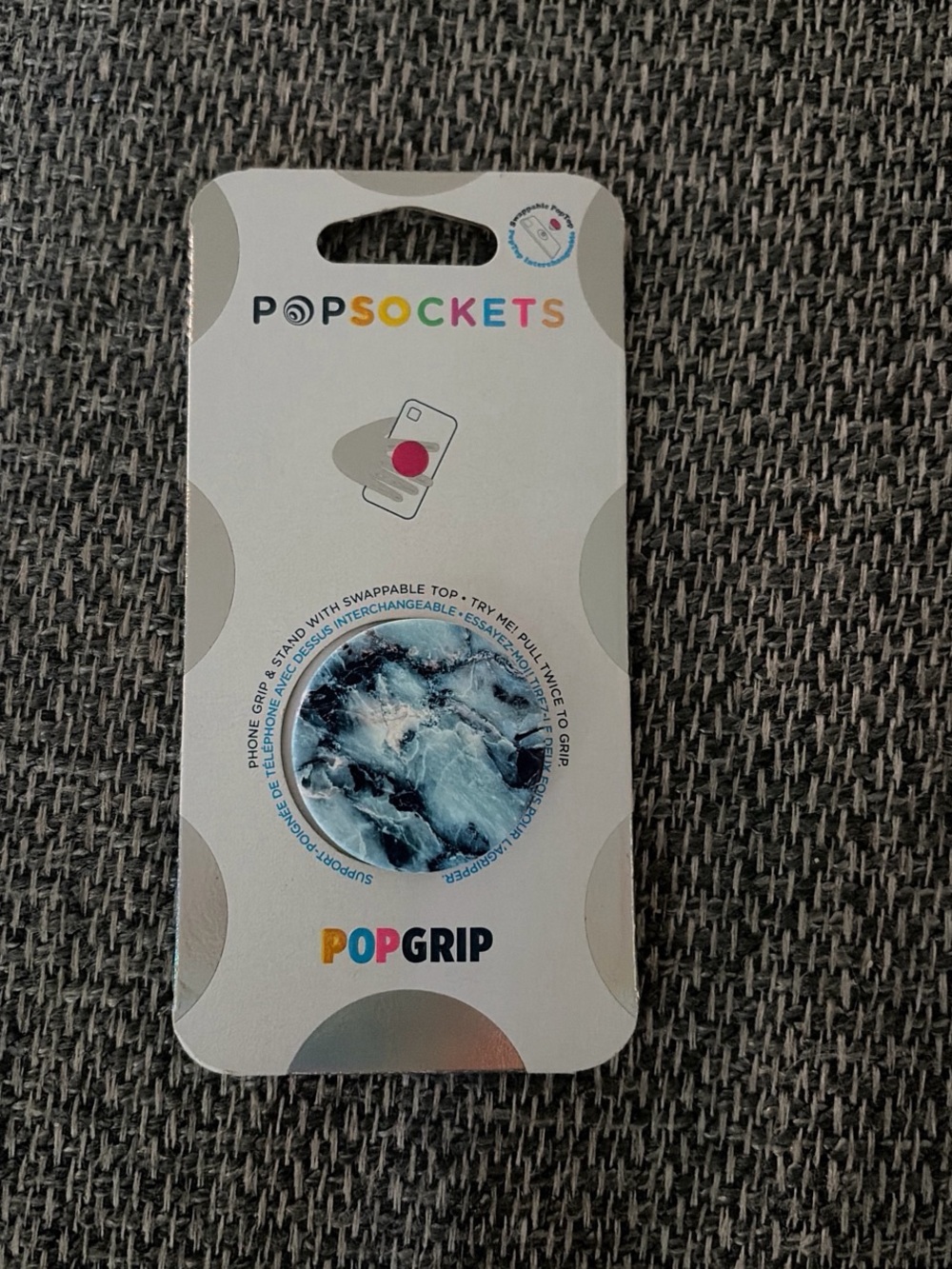 PopSocket PopGrip Marble Phone Grip – Blue & White Swirl